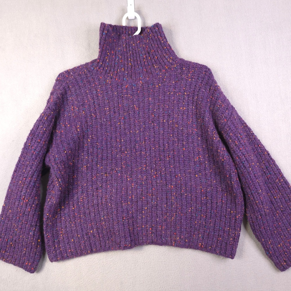 Molly Bracken Premium Womens M Purple Confetti Knit Turtleneck Sweater 70s Party